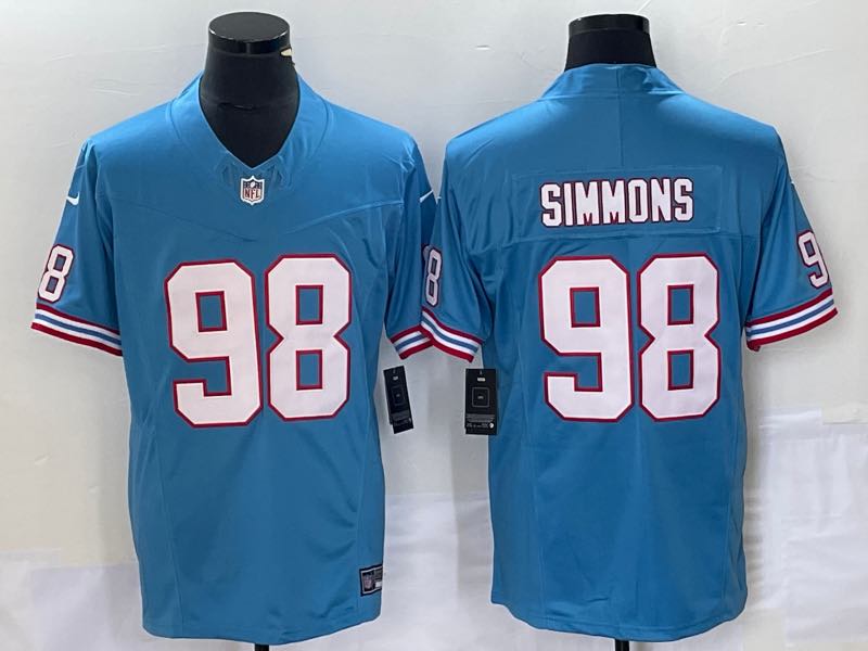 NFL Tennessee Titans #98 Simmons L.Blue Throwback New Jersey
