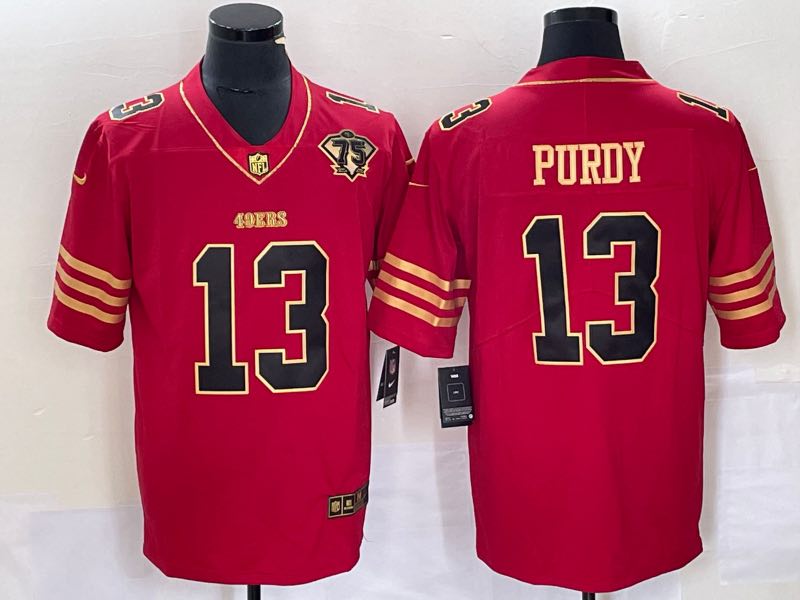 NFL San Francisco 49ers #13 Purdy Red Throwback New Jersey
