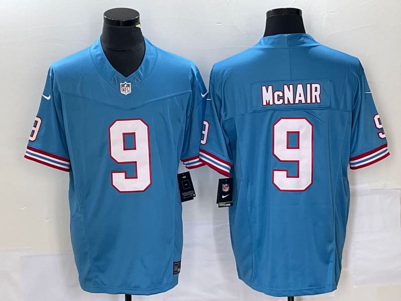 NFL Tennessee Titans #9 McNair L.Blue Throwback New Jersey