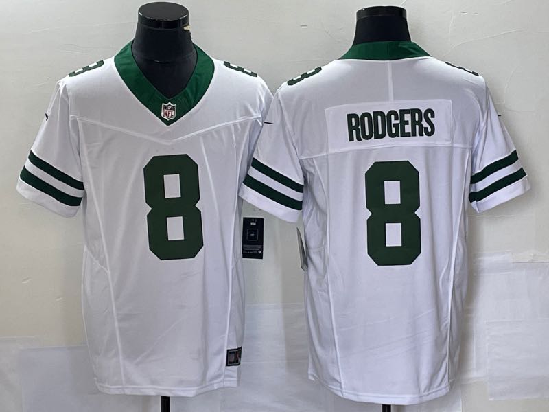 NFL New York Jets #8 Rodgers White Throwback New jersey