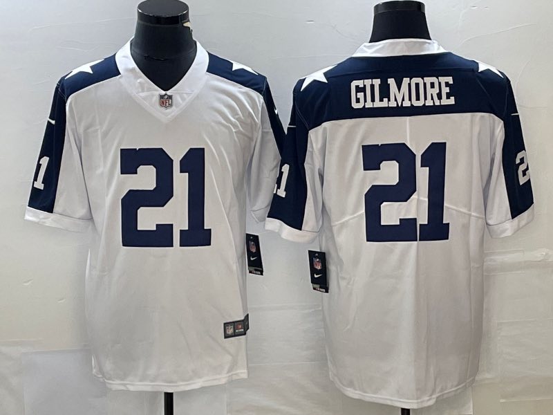 NFL Dallas Cowboys #21 Gilmore White Throwback New jersey