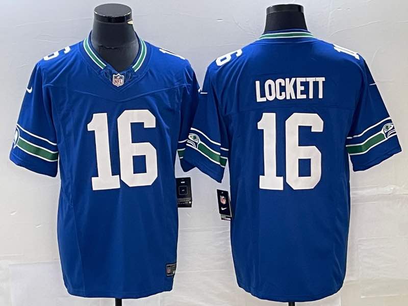NFL Seattle Seahawks #16 Lockett Blue Throwback New jersey