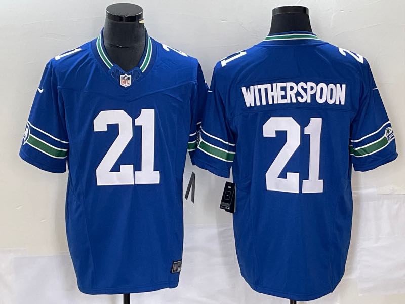 NFL Seattle Seahawks #21 Witherspoon Blue Throwback New jersey
