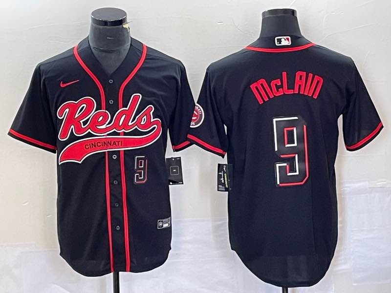 MLB Cincinnati Reds #9 Mclain Black Jointed-design Jersey