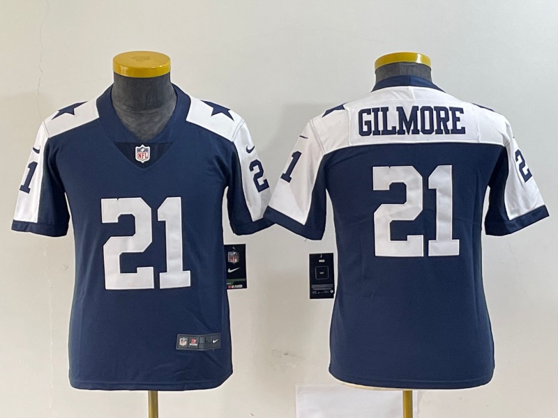 Womens NFL Dallas Cowboys #21 Gilmore Blue thanksgiving Jersey 
