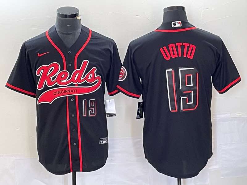MLB Cincinnati Reds #19 Uotta Black  Jointed-design Jersey