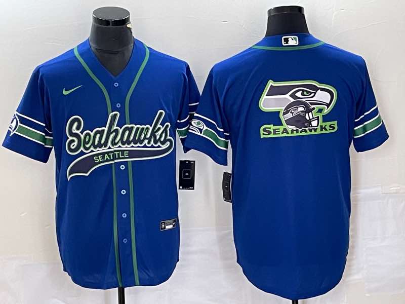NFL Seattle Seahawks Blank Blue Jointed-design jersey