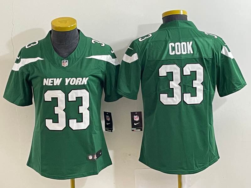 Womens NFL New York Jets #33 Cook Green Vapor limieted Jersey
