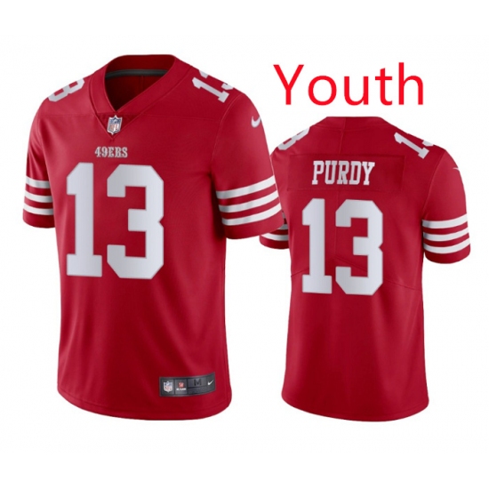 Kids San Francisco 49ers 13 Brock Purdy Red Stitched Jersey