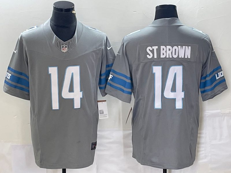 NFL Detriot Lions #14 St.Brown Grey New Jersey