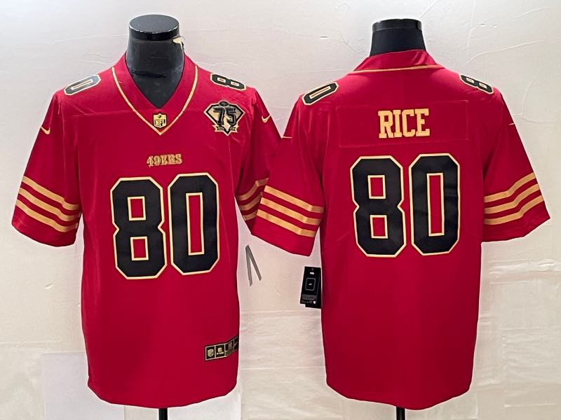 NFL San Francisco 49ers #80 Rice New Limited Red Jersey