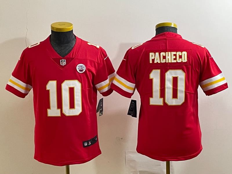 Kids NFL Kansas City chiefs #10 Pacheco Red Vapor Limited Jersey
