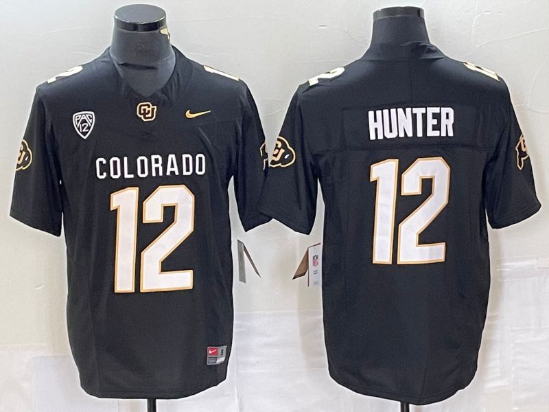 NCAA Colorado Buffaloes #12 Hunter Black Jersey