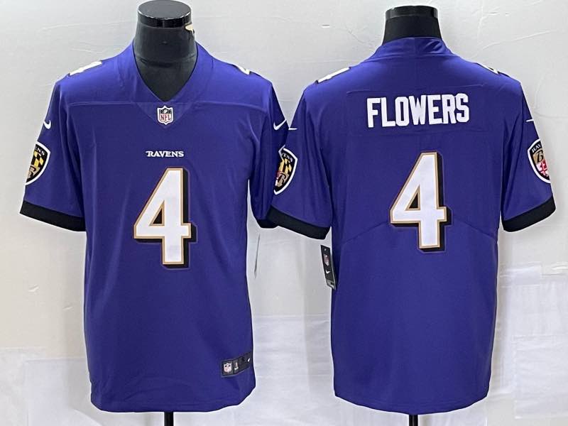 NFL Baltimore ravens #4 Flowers Purple Vapor Limited Jersey