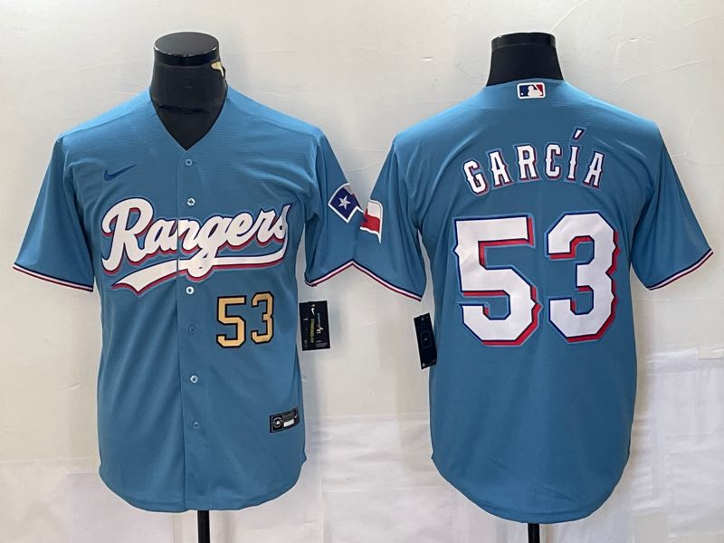 MLB Texas Rangers #53 Garcia Blue game Jersey