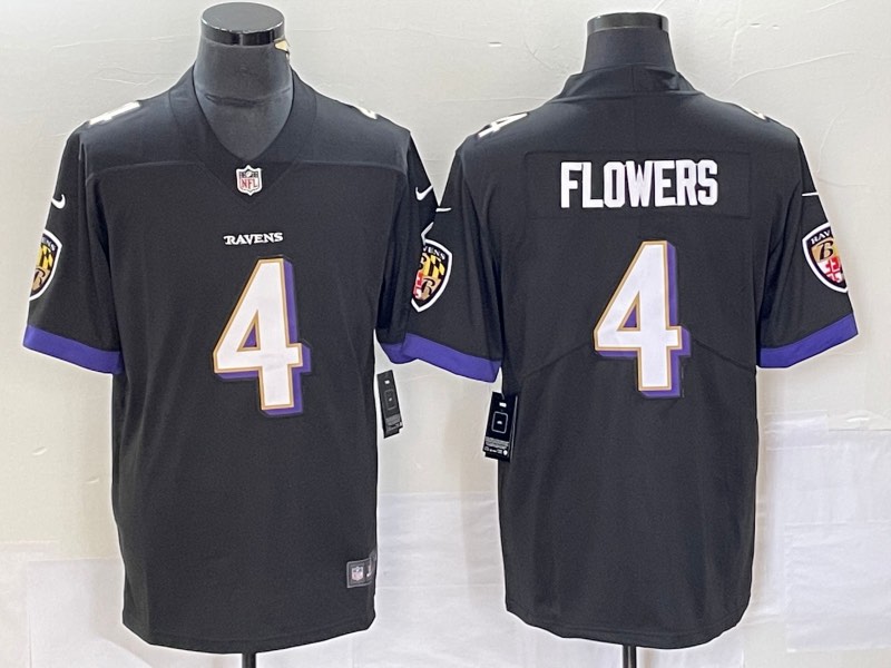 NFL Baltimore ravens #4 Flowers Black Vapor Limited Jersey