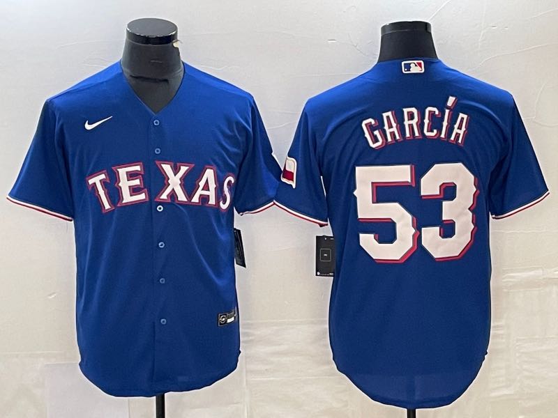 MLB Texas Rangers #53 Garcia  Blue game Jersey