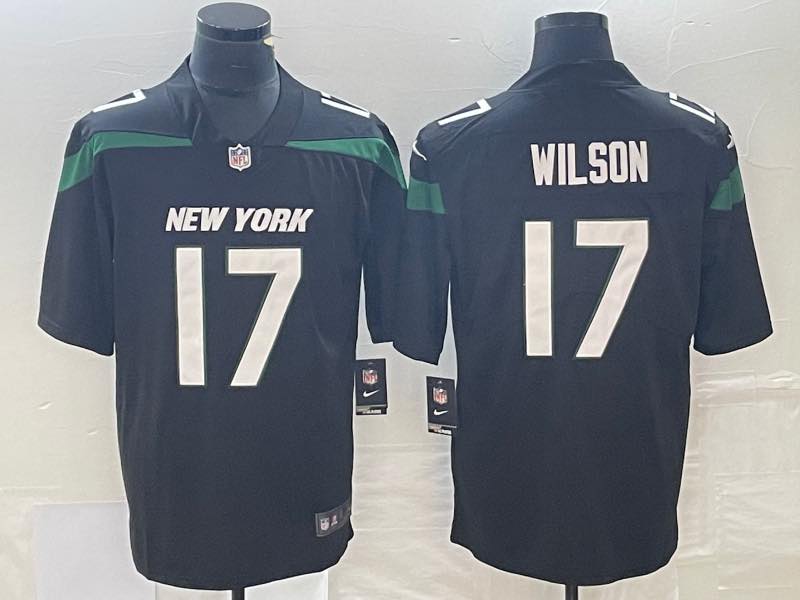 NFL New York Jets #17 Wilson Black Throwback New jersey 