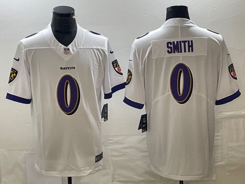 NFL Baltimore Ravens #0 Smith White Vapor Limited Jersey 