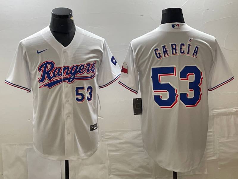 MLB Texas Rangers #53 Garcia White  game gold Jersey