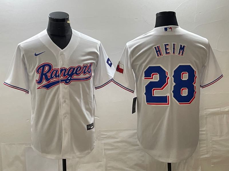 MLB Texas Rangers #28 Heim White game Jersey