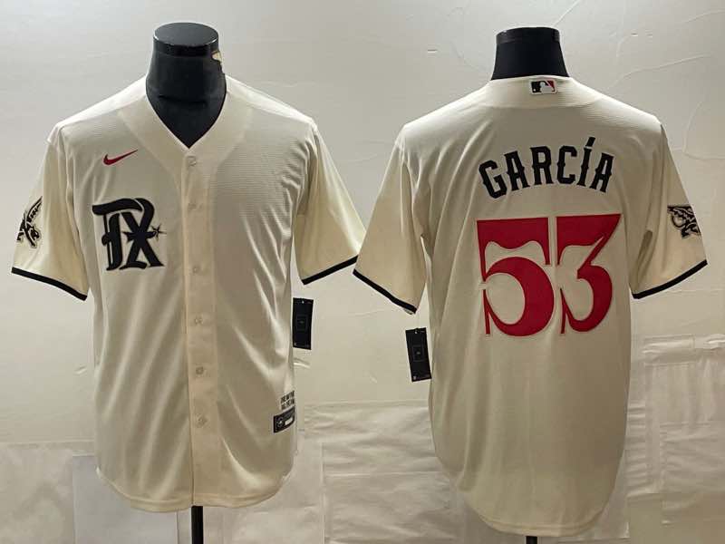 MLB Texas Rangers #53 Garcia Cream  game gold Jersey