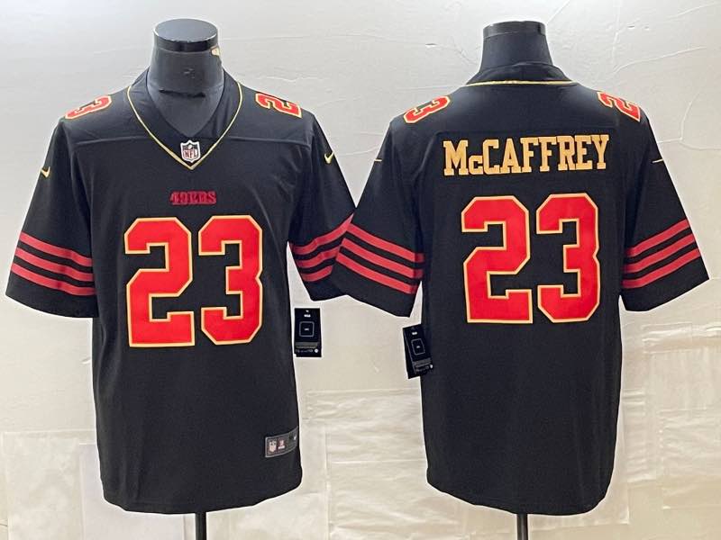 NFL San Francisco 49ers #23 McCaffrey Red Gold Jersey