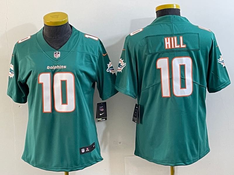 Womens NFL Miami Dolphins #11 Hill Green New Jersey