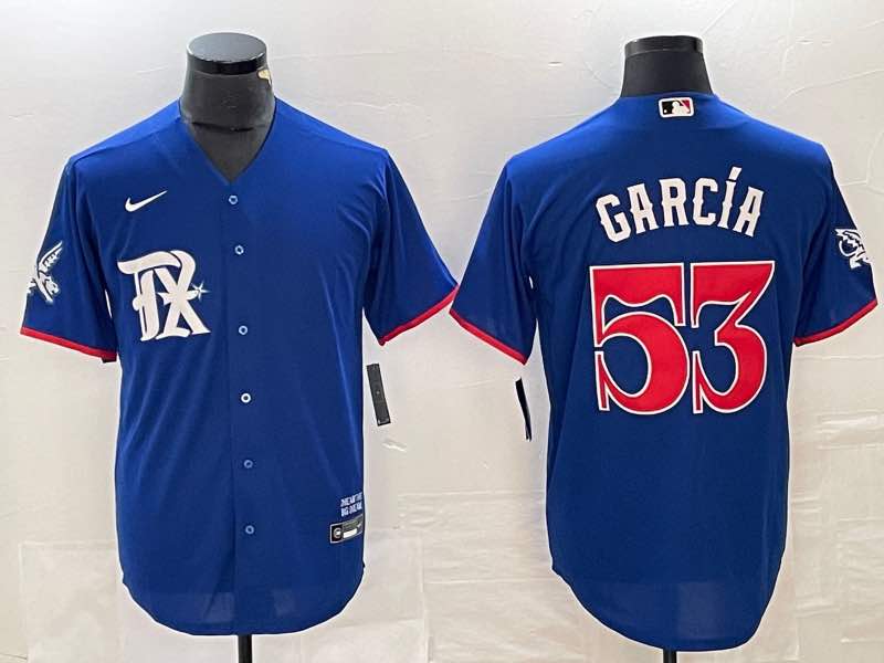 MLB Texas Rangers #53 Garcia Blue Jersey