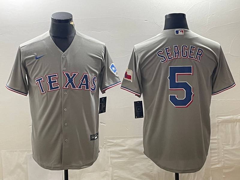 MLB Texas Rangers #5 Seager Grey Jersey