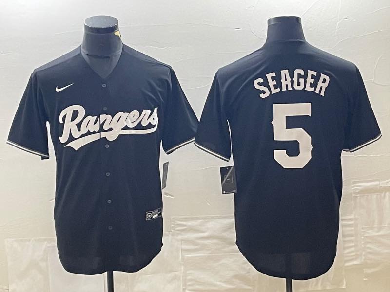 MLB Texas Rangers #5 Seager Black Jersey