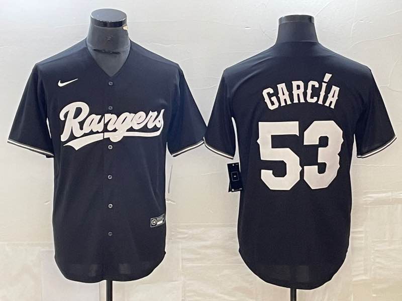MLB Texas Rangers #53 Garcia Black Jersey