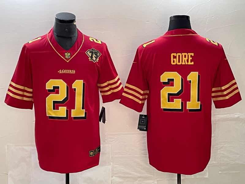 NFL San Francisco 49ers #21 Gore New Red Jersey