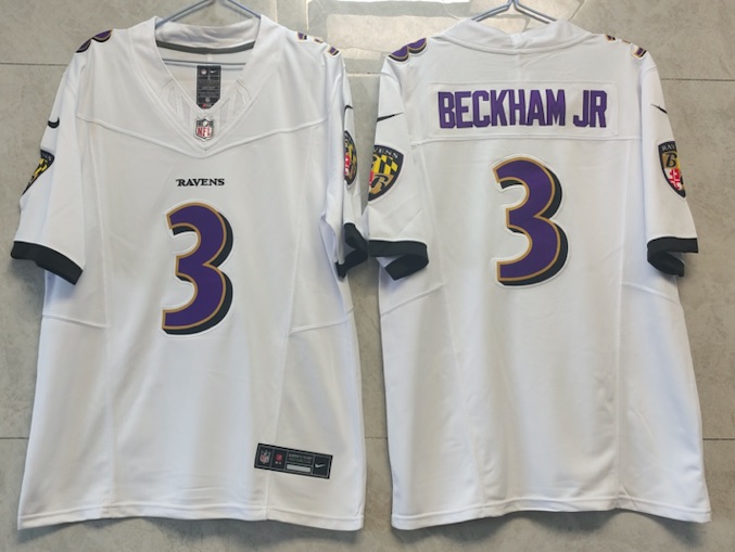 NFL Baltimore Ravens #3 Beckam JR White Vapor Limited Jersey 
