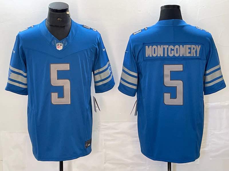 NFL Detriot Lions #5 Montgomery Blue Limited Jersey