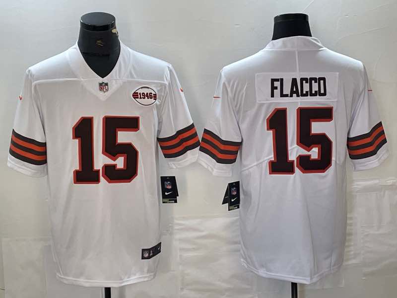 NFL Cleveland Browns #15 Flacco White New Jersey