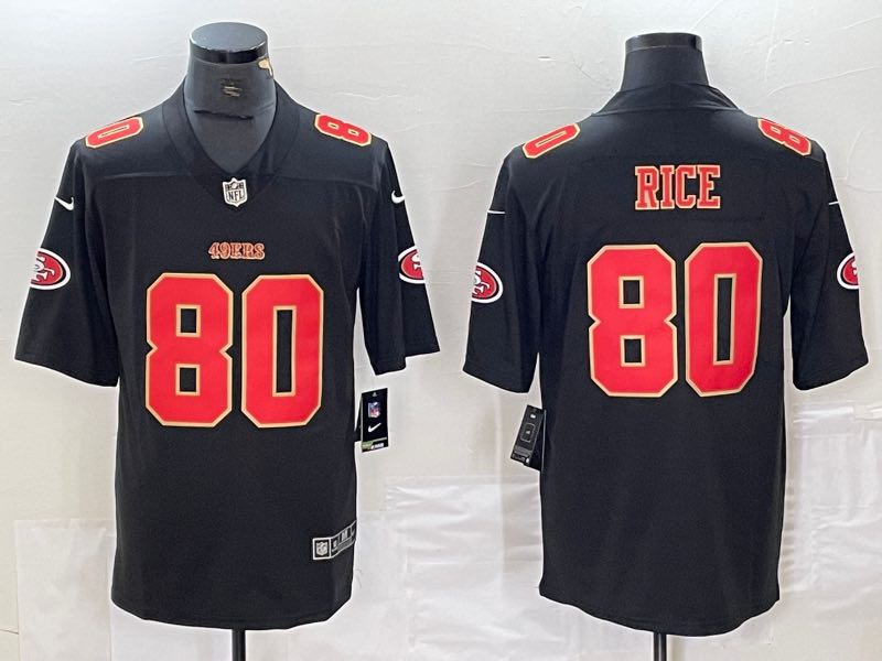 NFL San Francisco 49ers #80 Rice Black Throwback New Jersey