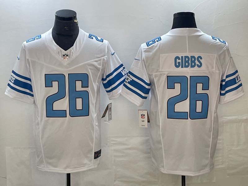 NFL Detriot Lions #26 Gibbs white Limited Jersey  