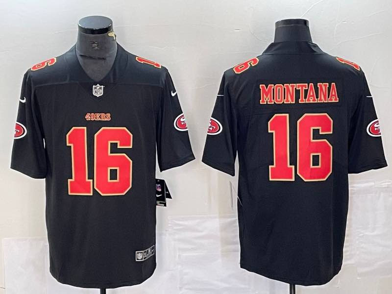 NFL San Francisco 49ers #16 Montna Black Gold Jersey