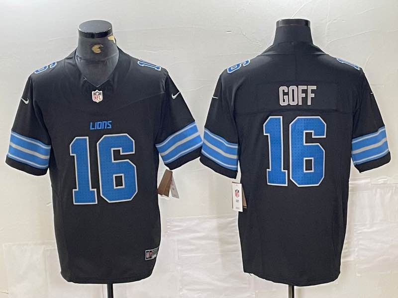 NFL Detriot lions #14 Goff Black New Jersey