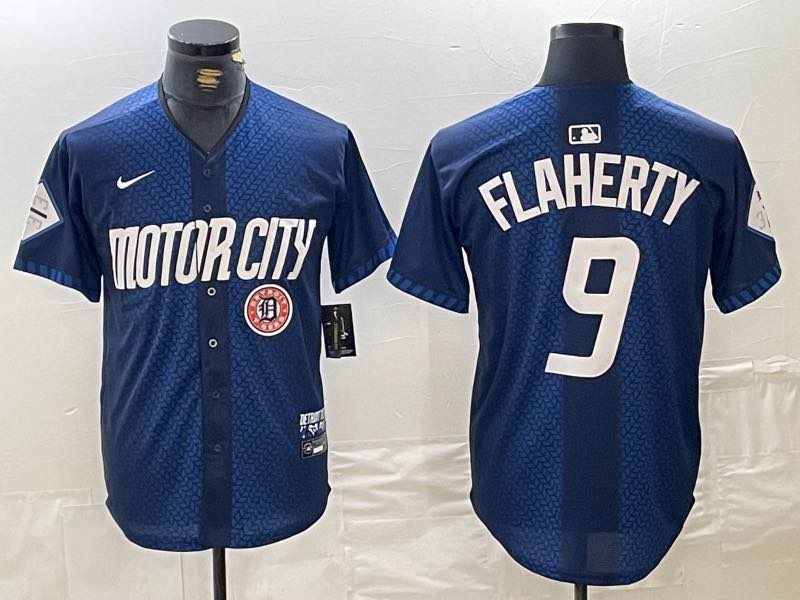 MLB Detroit Tigers #9 Flaherty Blue Jersey