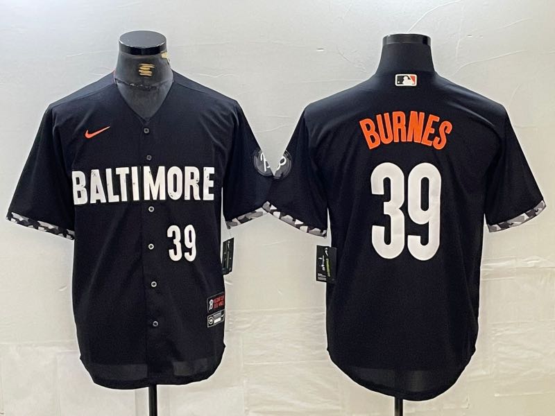 MLB Baltimore Orioles #39 Burnes  Black Jersey