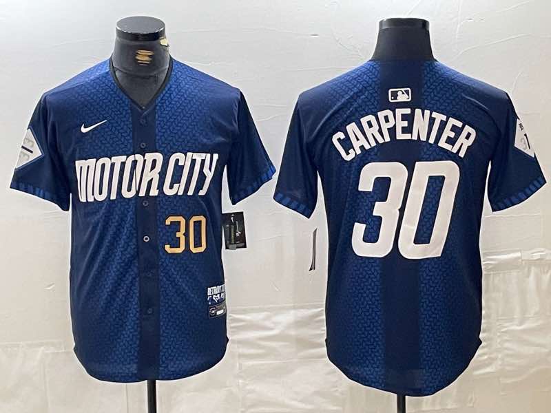 MLB Detroit Tigers #30 Carpenter  Blue Jersey