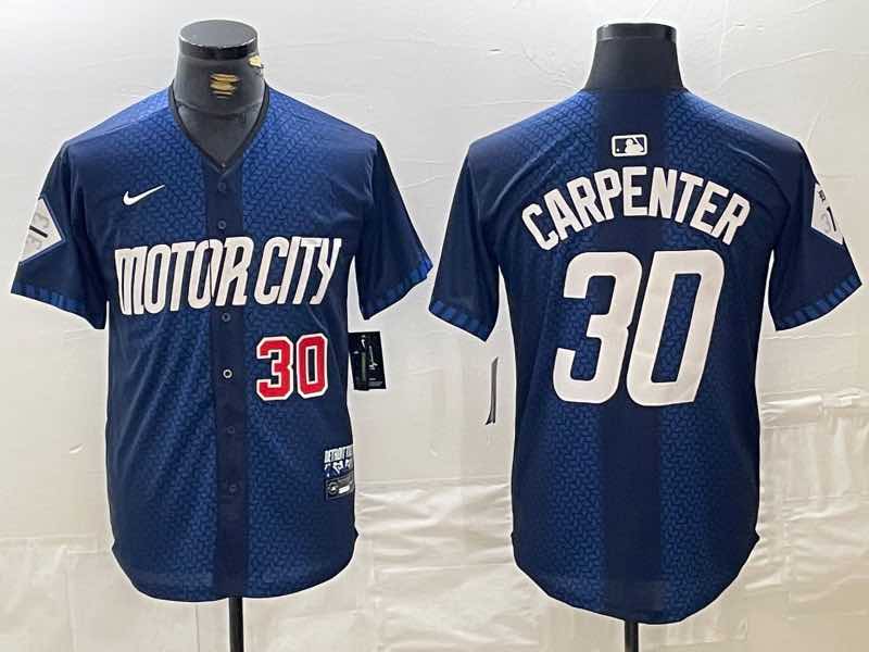 MLB Detroit Tigers #30 Carpenter Blue Jersey