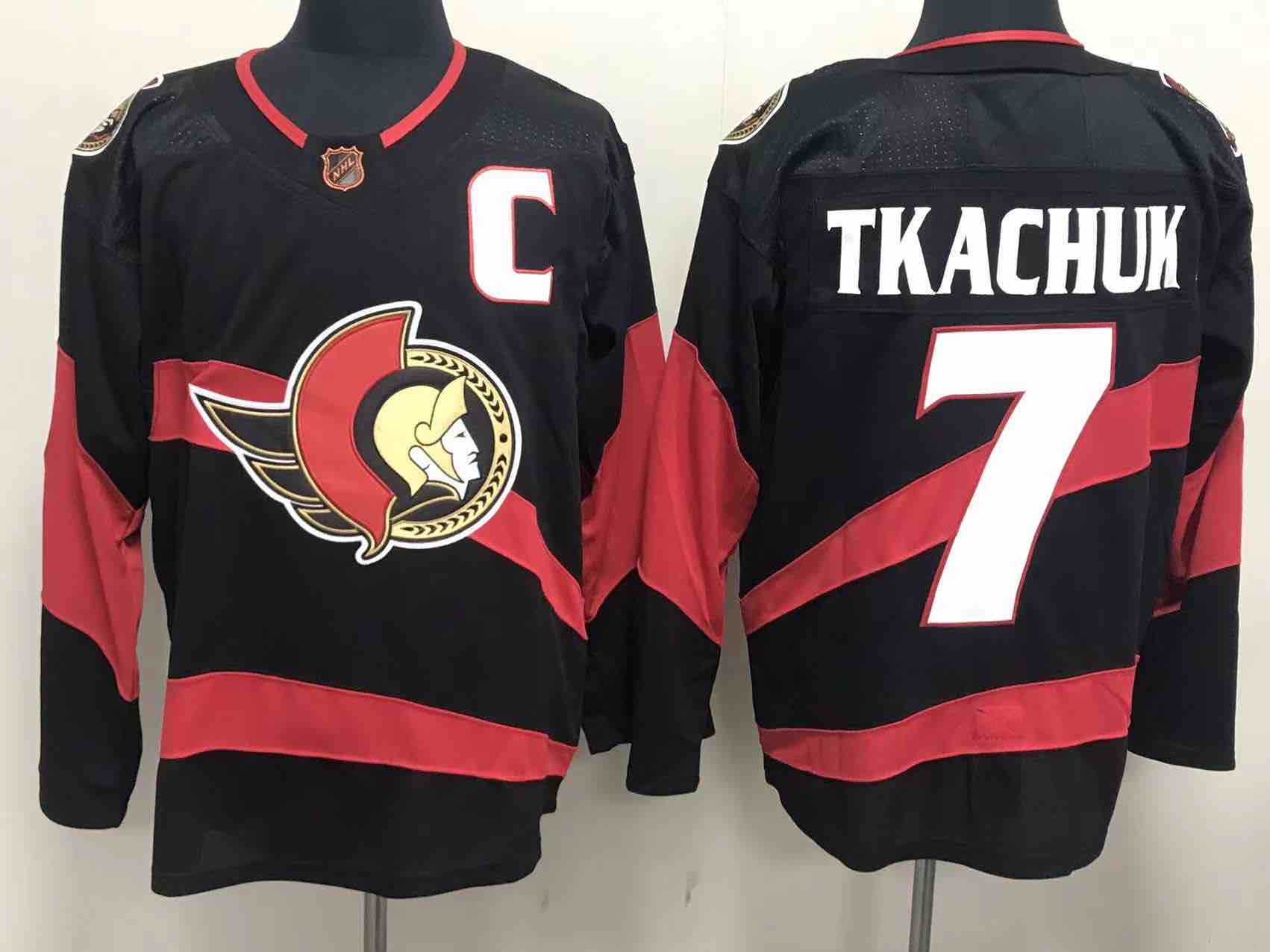 NHL Ottawa Senators #7 Tkachuk Black Jersey