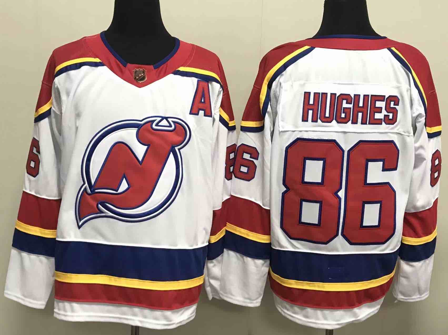 NHL New Jersey Devils #86 Hughes White NHL Jersey
