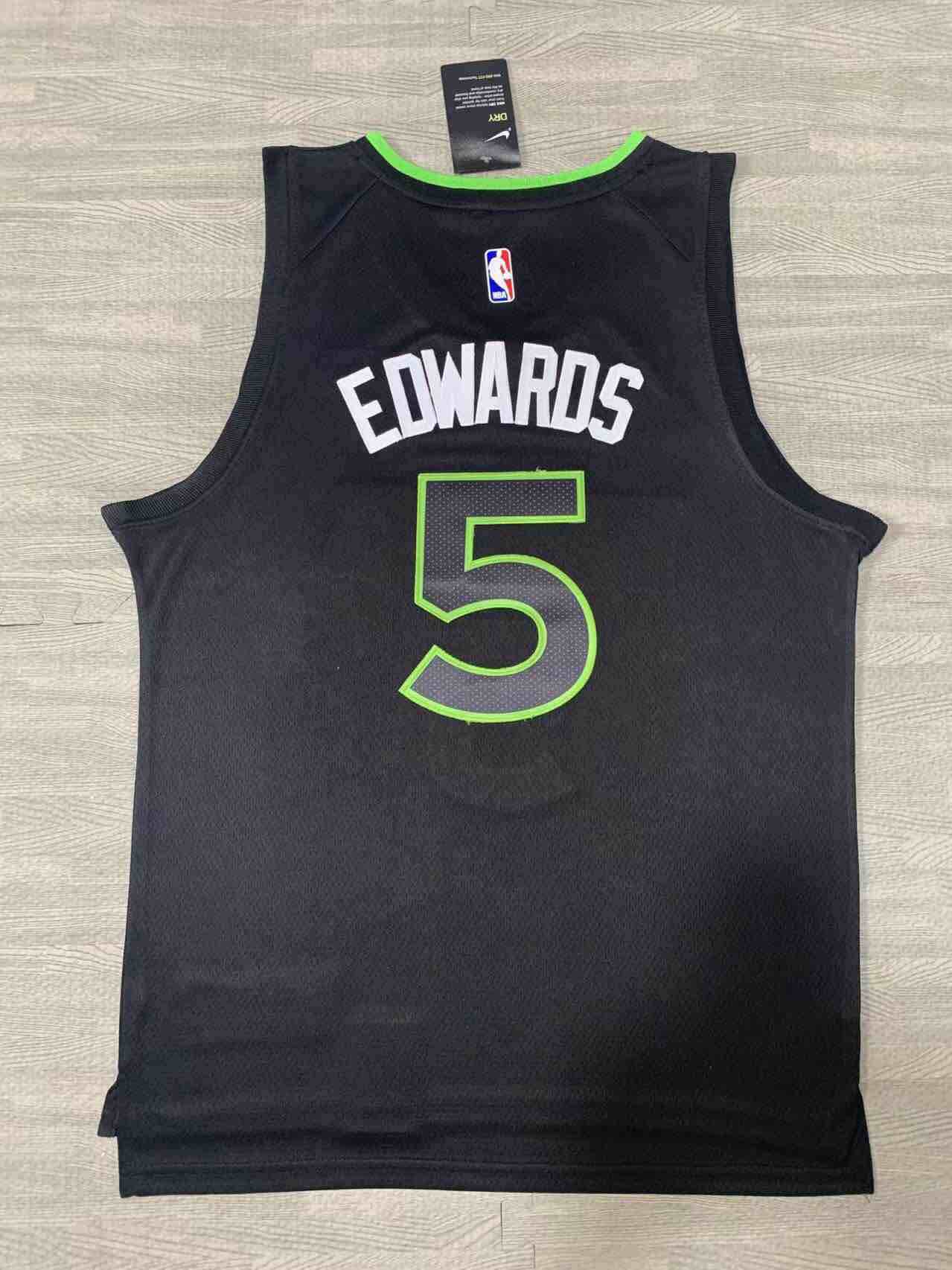 NBA Minnesota Timberwolves #5 Edwards Black Jersey