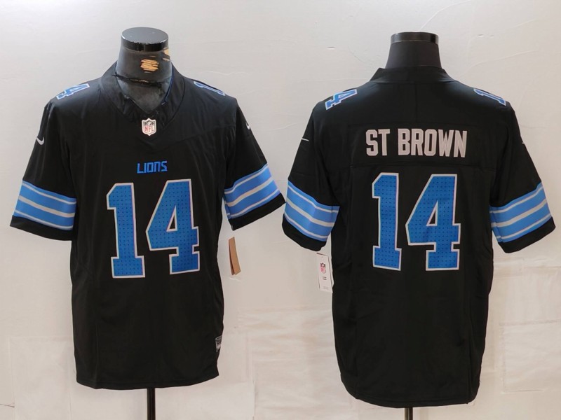 NFL Detriot Lions #14 St Brown Black Vapor Limited Jersey