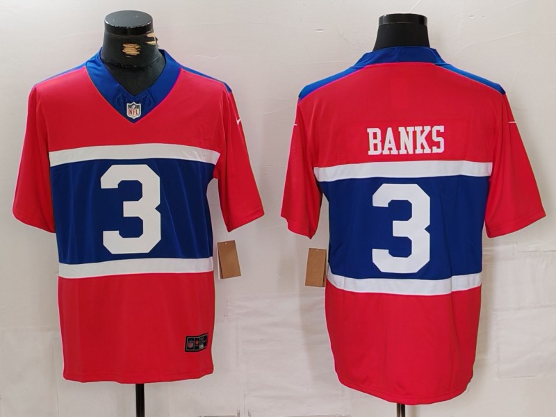 NFL New York Giants #3 Banks Throwback Jersey