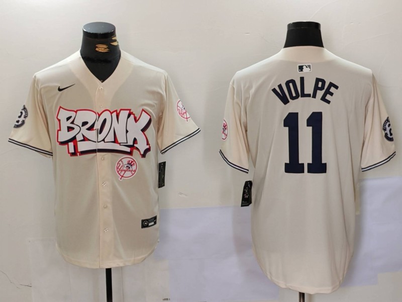 MLB New York Yankees #11 Volpe Cream Jersey